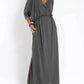 Women's Casual Solid Color V-Neck Slit Dress 