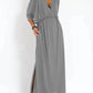 Women's Casual Solid Color V-Neck Slit Dress 